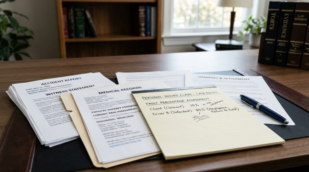 New York comparative negligence claim documents and fault analysis